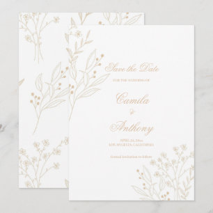 Invitation Mariage Boho Floral Corner beige