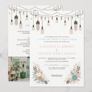 Invitation Mariage Boho Floral Lights