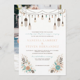 Invitation Mariage Boho Floral Lights