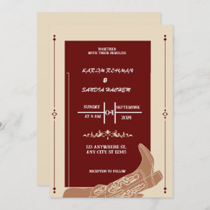 Invitation Mariage Boho moderne de la Bourgogne noire et de l