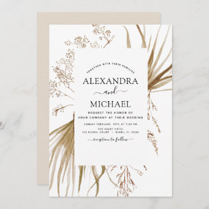 Invitation Mariage Boho Pampas Grass Bohême