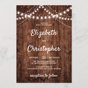 Invitation mariage boho rustique Chaîne de bois