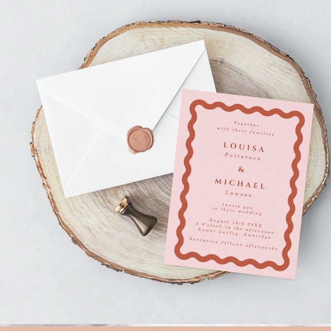 Invitation Mariage Boho Vague Blush et Terracotta  (Créateur téléchargé)