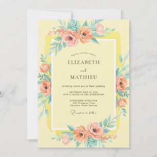 Invitation Mariage Bois de Corail Aqua Fleur