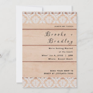 Invitation Mariage Bois Rustique & Dentelle
