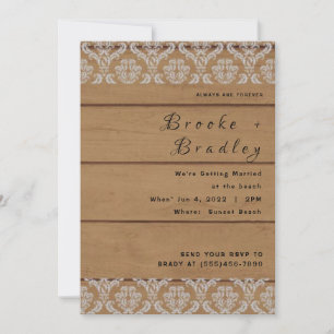 Invitation Mariage Bois Rustique & Dentelle