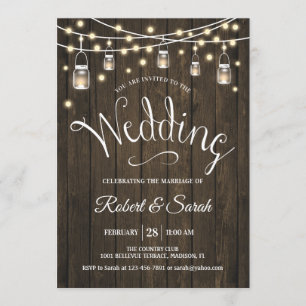 Invitation Mariage Bois Rustique & Lumières