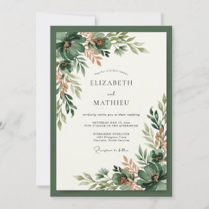 Invitation Mariage Boisé Abondant Vert Pin