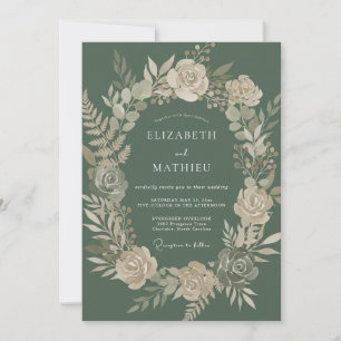 Invitation Mariage Boisé Luxueux Vert Sauge