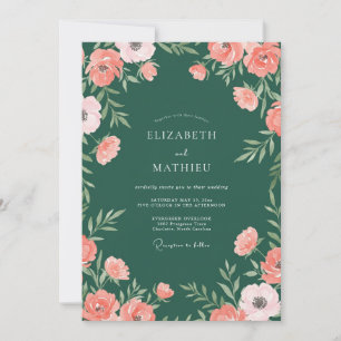Invitation Mariage Boisé Romantique Vert Émeraude