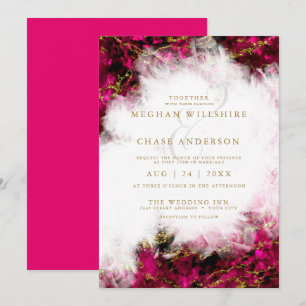 Invitation Mariage   Bold Pink Tourmaline et Crystal Geode