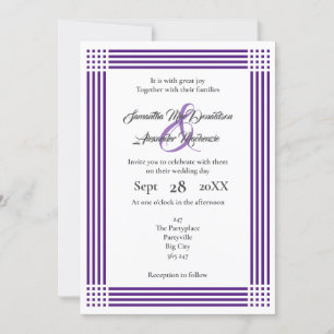 Invitation Mariage bordé de violet et blanc