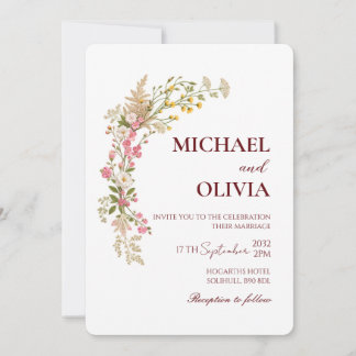 Invitation Mariage botanique à l'arche de fleurs sauvages à l