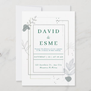 Invitation Mariage Botanique Abstrait Minimaliste Gris
