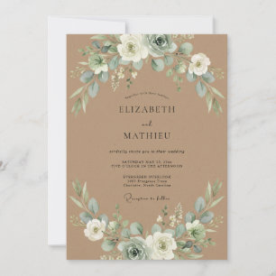 Invitation Mariage Botanique Aérien Vert Sauge