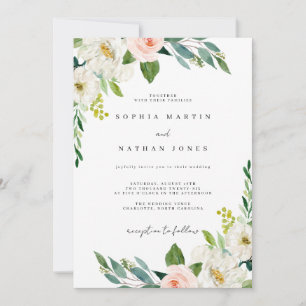 Invitation Mariage Botanique Aquarelle Vert Blush
