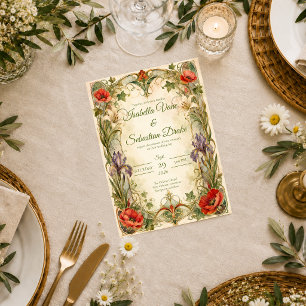 Invitation Mariage botanique Art nouveau romantique