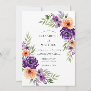Invitation Mariage Botanique Artistique Violet