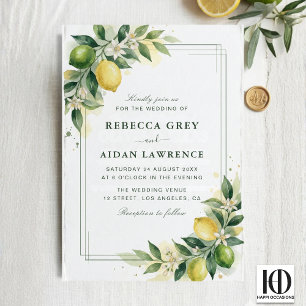 Invitation Mariage botanique au citron vert aquarelle
