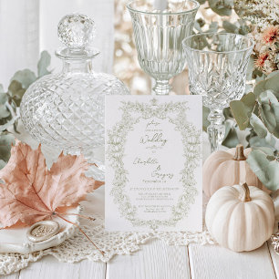 Invitation Mariage Botanique Automnal Vintage Chêne & Citroui