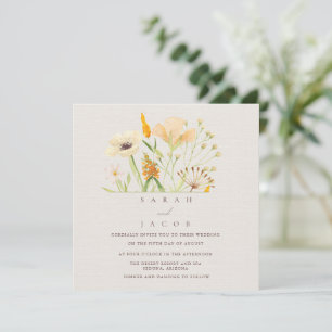 Invitation Mariage Botanique aux Fleurs Sauvages Simples