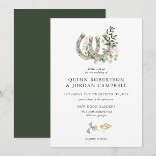 Invitation Mariage botanique avec trèfle élégant et fer à che