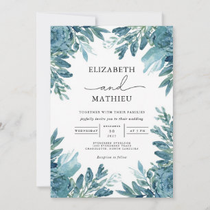Invitation Mariage botanique Azure Bloom