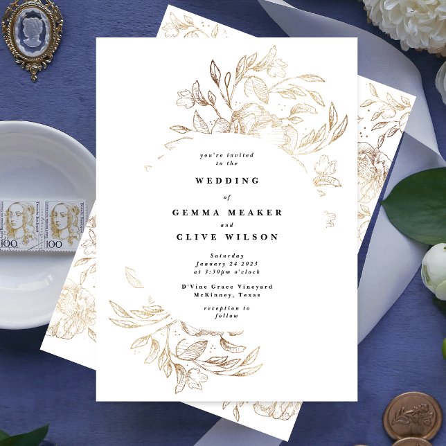 Invitation Mariage botanique blanc élégant (Créateur téléchargé)
