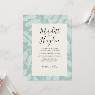 Invitation Mariage botanique boho bleu