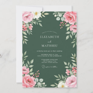 Invitation Mariage Botanique Classique Vert Forêt