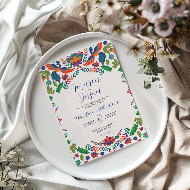 Invitation Mariage botanique coloré mexicain esthétique Boda (Mexican Colorful Botanical Aesthetic Boda Wedding Invitation)