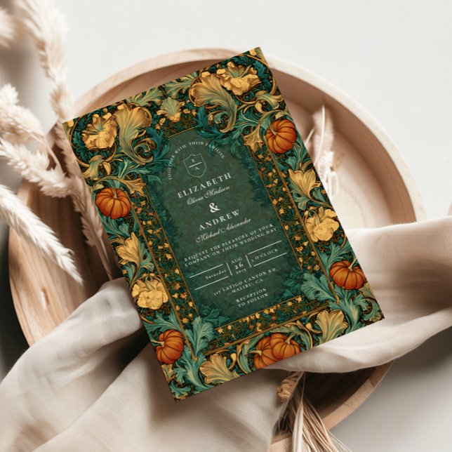 Invitation Mariage botanique d'automne d'or (Créateur téléchargé)