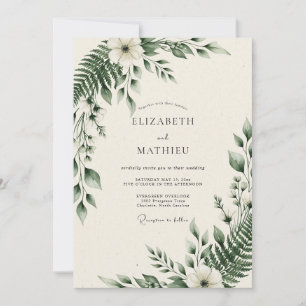 Invitation Mariage botanique de bois émeraude