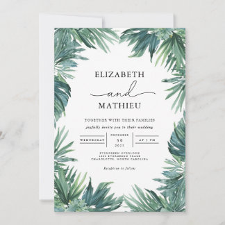 Invitation Mariage botanique de feuilles verdoyantes
