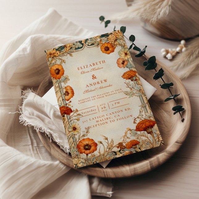 Invitation Mariage Botanique de Fleur Sauvage d'Automne (Créateur téléchargé)
