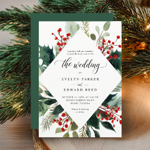Invitation Mariage botanique de Noël