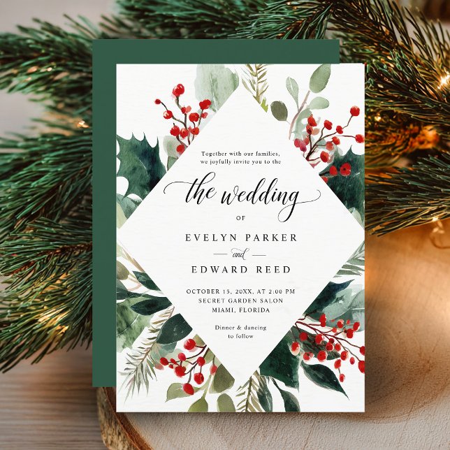 Invitation Mariage botanique de Noël (Créateur téléchargé)