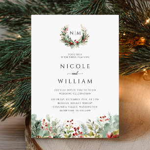 Invitation Mariage botanique de Noël