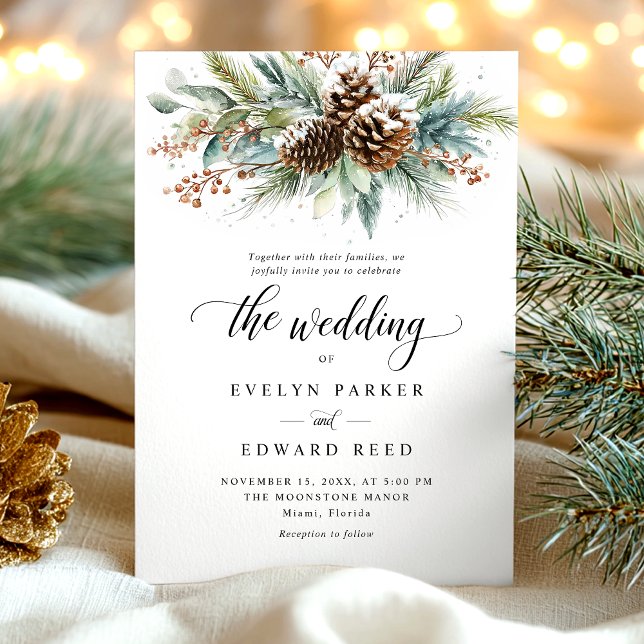 Invitation Mariage botanique de Noël d'hiver (Créateur téléchargé)