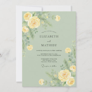 Invitation Mariage Botanique de Printemps Jaune Pâle