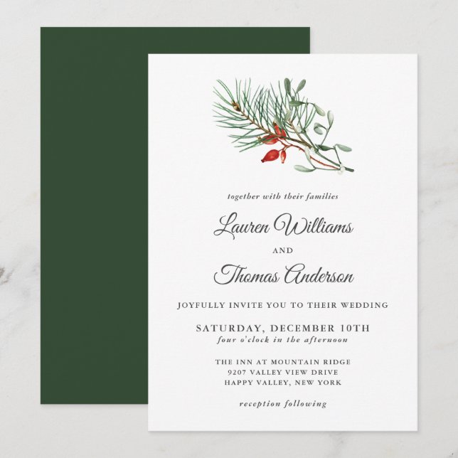Invitation Mariage botanique de vacances simple (Devant / Derrière)