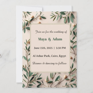 Invitation Mariage botanique de verdure de branche d'olivier