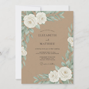 Invitation Mariage botanique délicat à la crème
