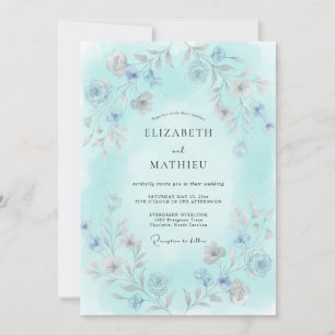 Invitation Mariage Botanique Délicat Aqua