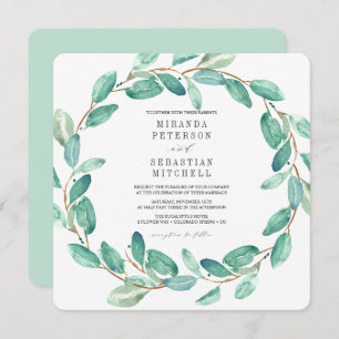 Invitation Mariage botanique des Feuilles d'Eucalyptus frais
