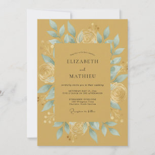 Invitation Mariage botanique distingué or