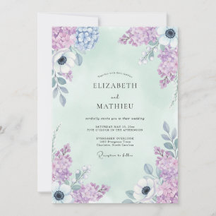 Invitation Mariage Botanique Douce Lilas