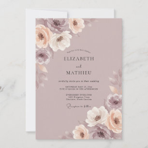 Invitation Mariage Botanique Douce Mauve