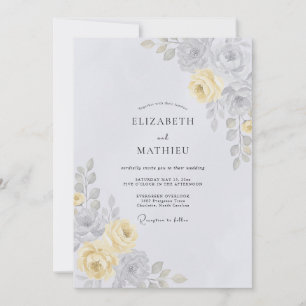 Invitation Mariage Botanique Doux Jaune Pâle