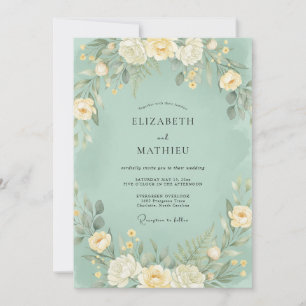 Invitation Mariage Botanique Doux Vert Menthe